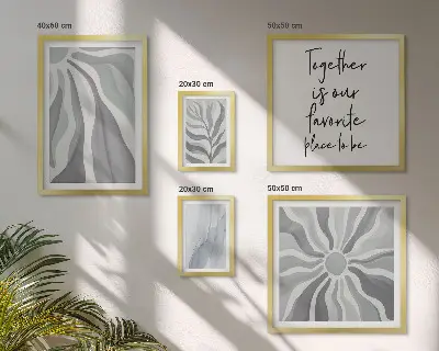Modernes Wandbilder-Set mit abstrakten grauen und weißen Mustern