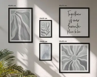Modernes Wandbilder-Set mit abstrakten grauen und weißen Mustern
