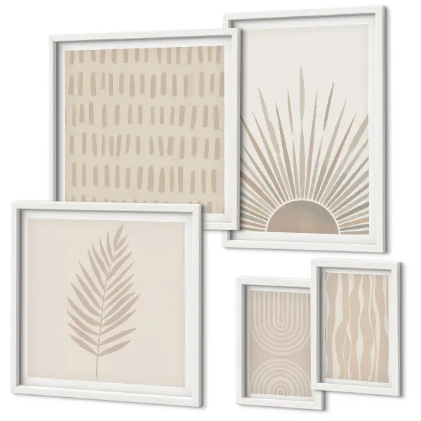 Bildergalerien-Set für die Wand stilvolle Dekorationen mit Motiven aus der Natur und Geometrie