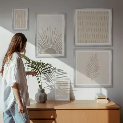 Bildergalerien-Set für die Wand stilvolle Dekorationen mit Motiven aus der Natur und Geometrie