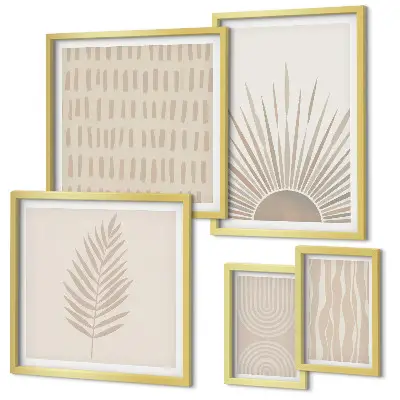 Bildergalerien-Set für die Wand stilvolle Dekorationen mit Motiven aus der Natur und Geometrie