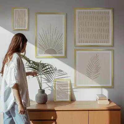 Bildergalerien-Set für die Wand stilvolle Dekorationen mit Motiven aus der Natur und Geometrie