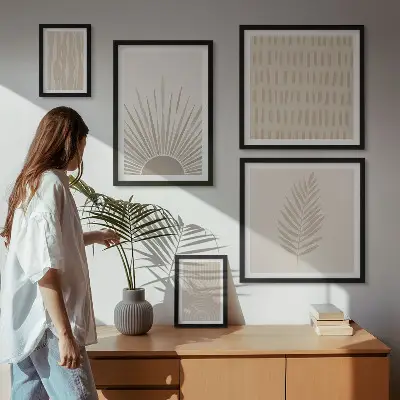 Bildergalerien-Set für die Wand stilvolle Dekorationen mit Motiven aus der Natur und Geometrie
