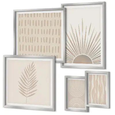 Bildergalerien-Set für die Wand stilvolle Dekorationen mit Motiven aus der Natur und Geometrie