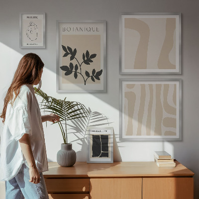 Bilderset fürs sofa Stilvolle abstrakte Pflanzengrafiken