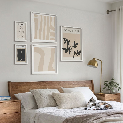 Bilderset fürs sofa Stilvolle abstrakte Pflanzengrafiken