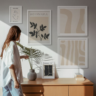 Bilderset fürs sofa Stilvolle abstrakte Pflanzengrafiken
