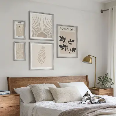 Bilderset fürs Sofa stilvolle florale und geometrische Dekorationen