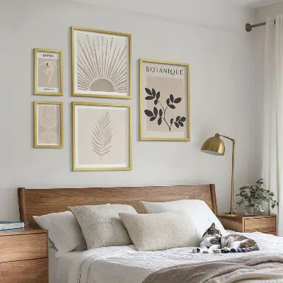 Bilderset fürs Sofa stilvolle florale und geometrische Dekorationen