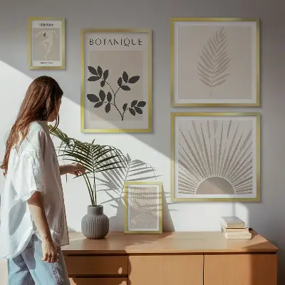 Bilderset fürs Sofa stilvolle florale und geometrische Dekorationen