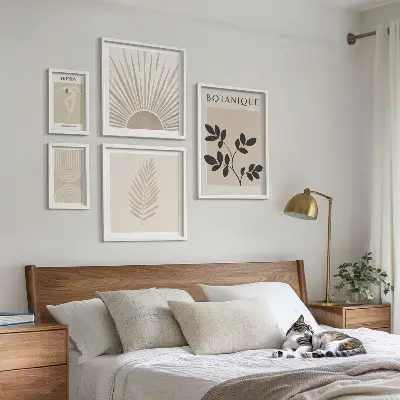 Bilderset fürs Sofa stilvolle florale und geometrische Dekorationen