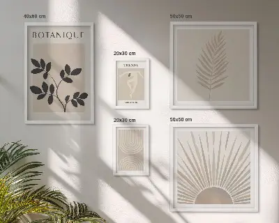 Bilderset fürs Sofa stilvolle florale und geometrische Dekorationen