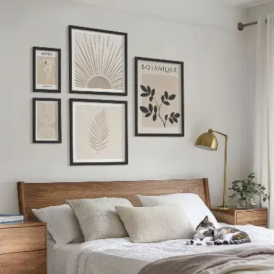 Bilderset fürs Sofa stilvolle florale und geometrische Dekorationen