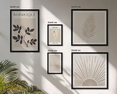 Bilderset fürs Sofa stilvolle florale und geometrische Dekorationen