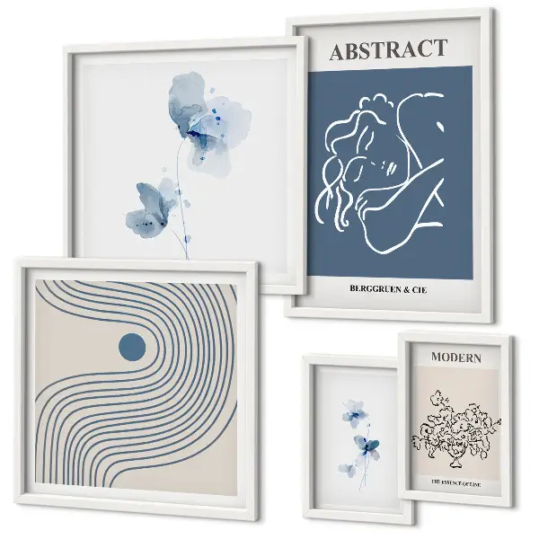 Modernes Wandbilder-Set mit abstraktem Floristenstil