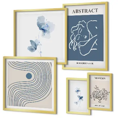 Modernes Wandbilder-Set mit abstraktem Floristenstil