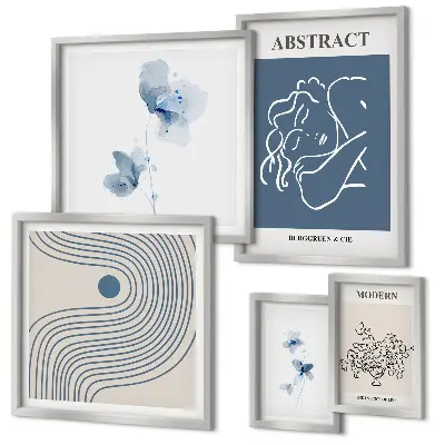 Modernes Wandbilder-Set mit abstraktem Floristenstil