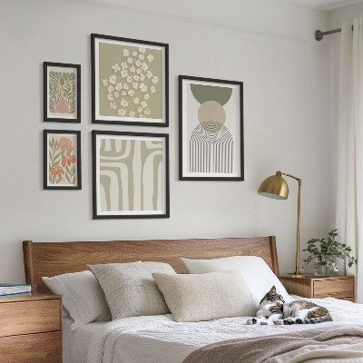 Bilderset fürs sofa Stilvolle Pflanzengrafiken in Pastellfarben