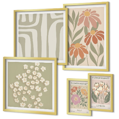 Modernes wandbilder-set Blumenmuster London Paris Boho