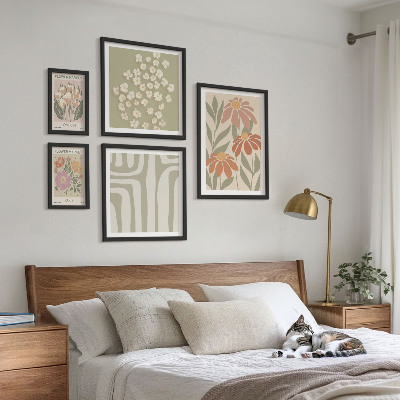 Modernes wandbilder-set Blumenmuster London Paris Boho