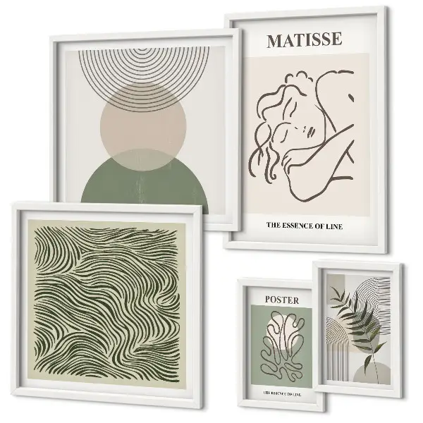 Wandbilder-Set mit minimalistischen Pflanzenmotiven