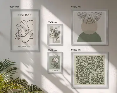 Wandbilder-Set mit minimalistischen Pflanzenmotiven