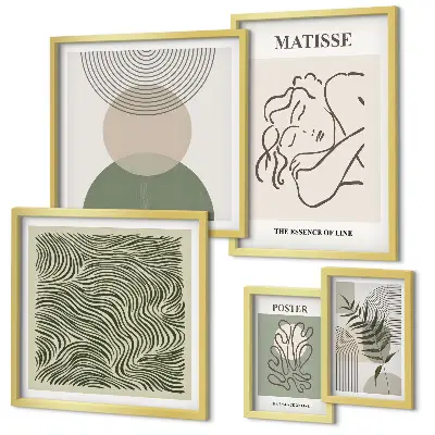 Wandbilder-Set mit minimalistischen Pflanzenmotiven