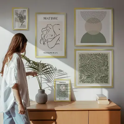 Wandbilder-Set mit minimalistischen Pflanzenmotiven