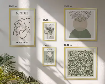 Wandbilder-Set mit minimalistischen Pflanzenmotiven