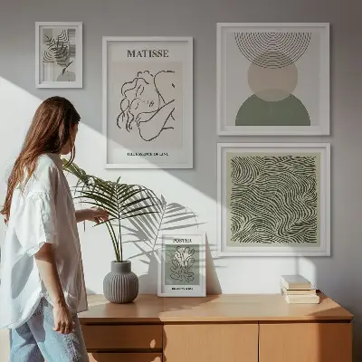 Wandbilder-Set mit minimalistischen Pflanzenmotiven