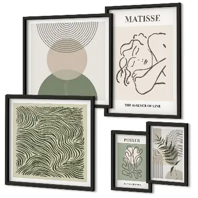 Wandbilder-Set mit minimalistischen Pflanzenmotiven