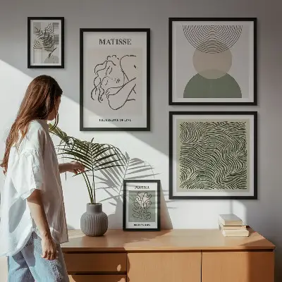 Wandbilder-Set mit minimalistischen Pflanzenmotiven