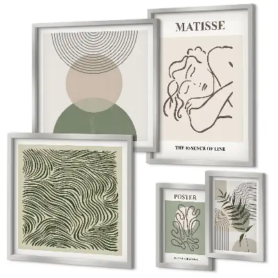 Wandbilder-Set mit minimalistischen Pflanzenmotiven