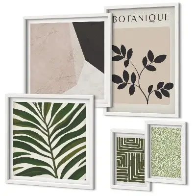 Modernes Wandbilder-Set mit Pflanzenmotiven