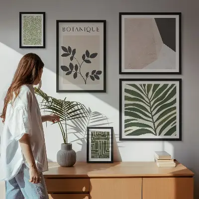 Modernes Wandbilder-Set mit Pflanzenmotiven