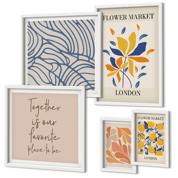 Bildergalerie-set für die wand Blumenmotive, Londoner Inschriften