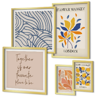 Bildergalerie-set für die wand Blumenmotive, Londoner Inschriften