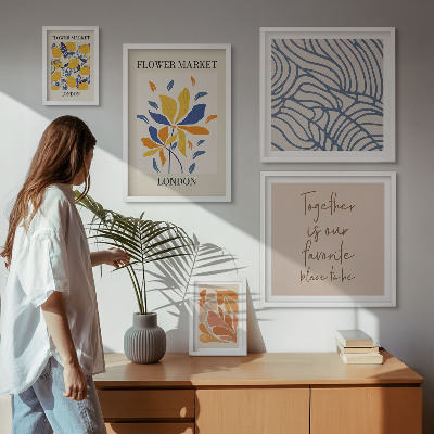 Bildergalerie-set für die wand Blumenmotive, Londoner Inschriften