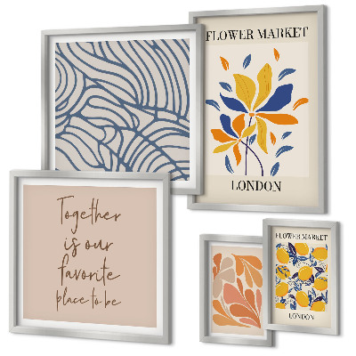Bildergalerie-set für die wand Blumenmotive, Londoner Inschriften