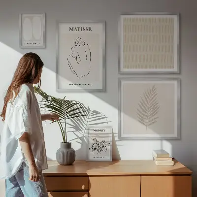 Bilderset fürs Sofa mit Motiven in minimalistischem Stil