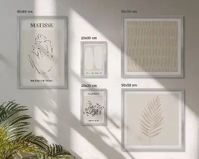 Bilderset fürs Sofa mit Motiven in minimalistischem Stil