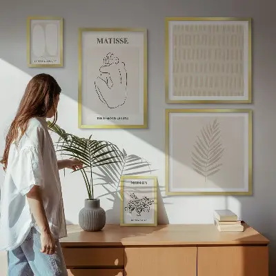 Bilderset fürs Sofa mit Motiven in minimalistischem Stil