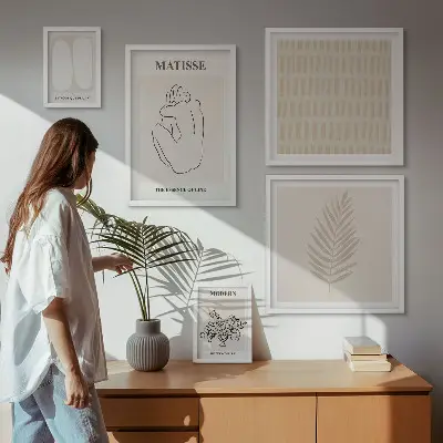 Bilderset fürs Sofa mit Motiven in minimalistischem Stil