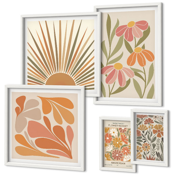 Bildergalerie-set für die wand Geometrische Blumen im Boho-Stil