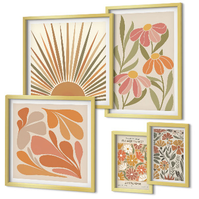 Bildergalerie-set für die wand Geometrische Blumen im Boho-Stil