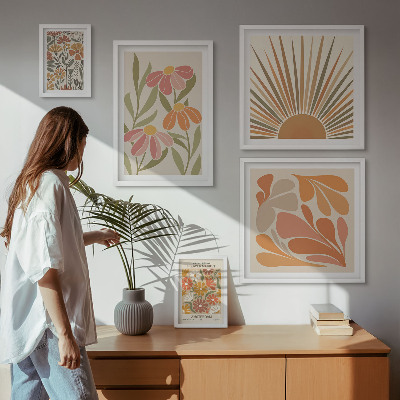Bildergalerie-set für die wand Geometrische Blumen im Boho-Stil