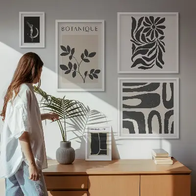 Bilderset fürs Sofa mit modernen Pflanzenmotiven