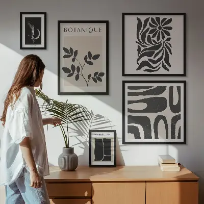 Bilderset fürs Sofa mit modernen Pflanzenmotiven