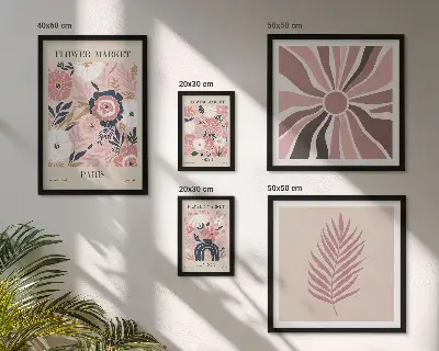 Bildergalerieset für die Wand mit Blumenmarkt-Motiven im Boho-Stil