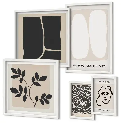 Modernes Wandbilder-Set mit stilvollen minimalistischen Grafiklinien